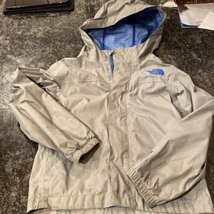 North Face Rain jacket, kids size 6.  Light grey and blue interior.
